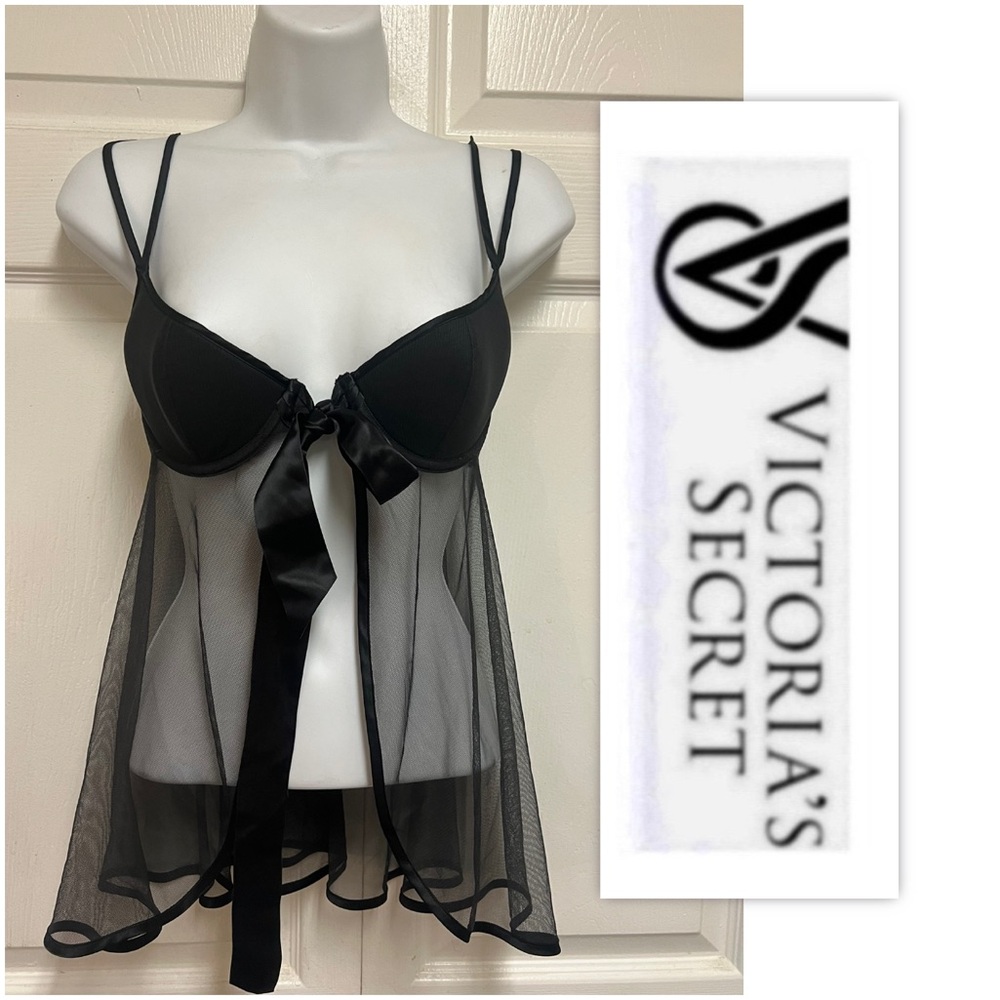 Victoria’s Secret Pink Label Black Mesh Babydoll